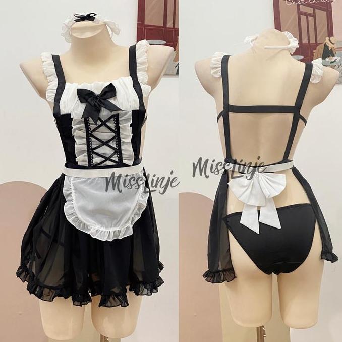 Murah Misslinje Baju Lingerie Cosplay Kostum Maid Apron Pelayan Jepang