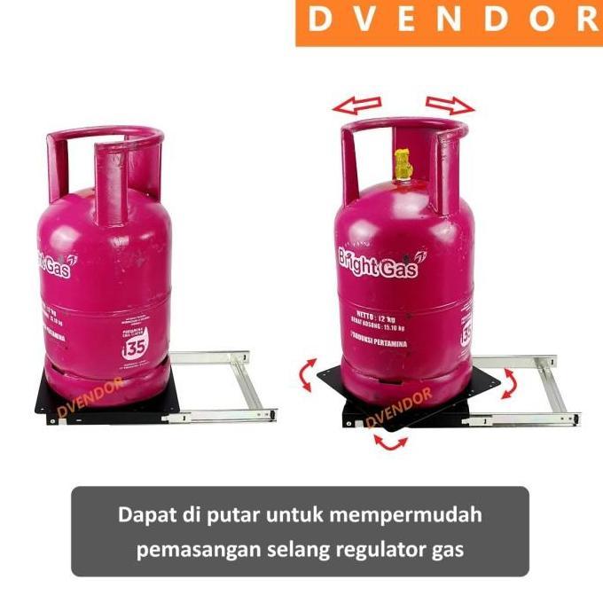 RAK TEMPAT GAS TARIK SLIDING PULL OUT PORTER GAS LPG TRAY TROLI RODA