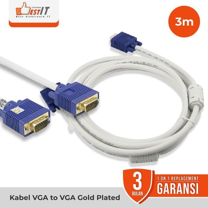 Wizard- Kabel Vga Gold Male To Male Nyk Panjang 3 Meter