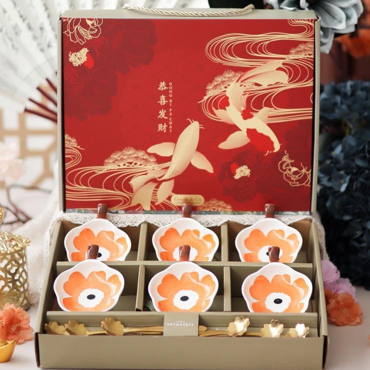 Goodsnco Hampers Imlek Chinese New Year 6 In 1 Bowl Set Premium Mangkok Dan Piring Keramik Set Imlek