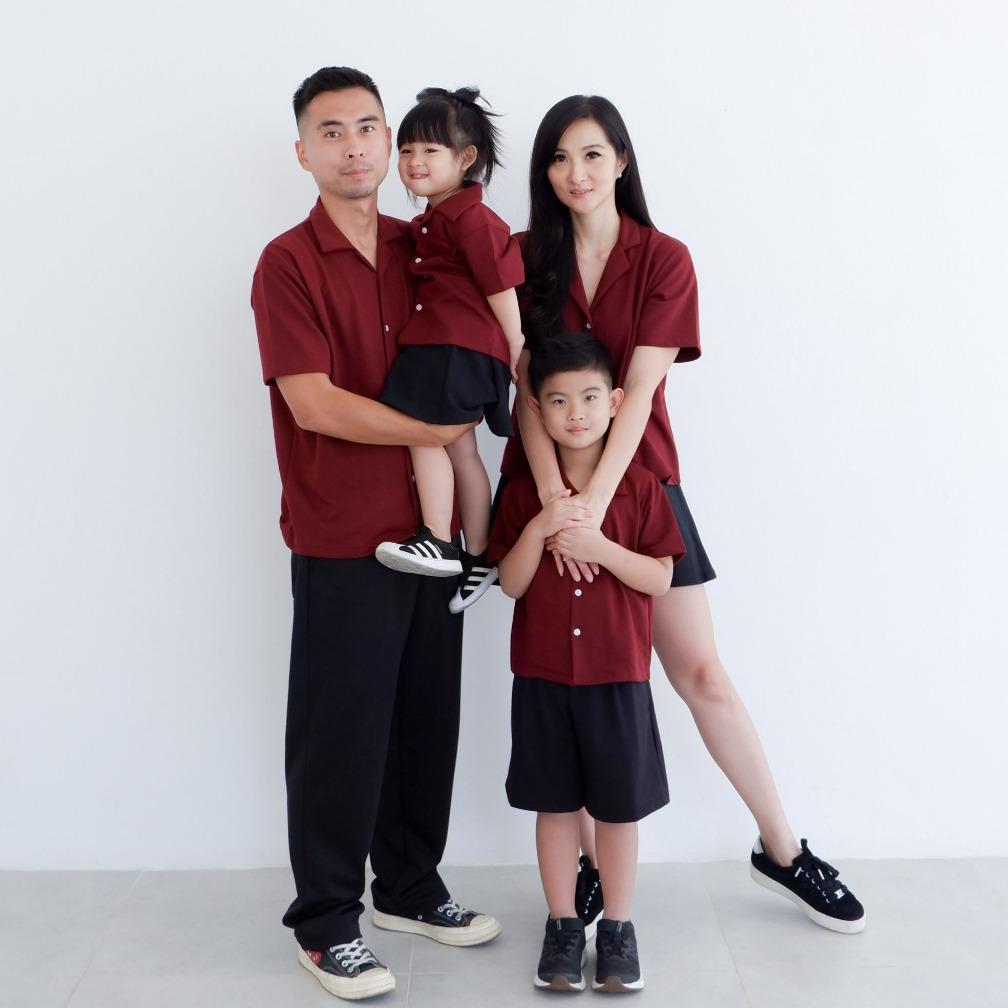 Hot Deals Isla Gaby Family Maroon - Maroon - Set Pakaian Keluarga - Baju Couple - Baju Keluarga - Ba