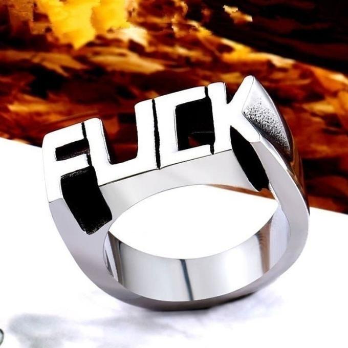 DISKON Cincin pria fashion casual FUCK men ring silver signet gothic ,/ cincin pria / cincin fashion