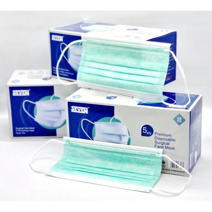 Medikit- Masker Seven Surgical Premium 5Ply Isi 50 / Masker Medis 5 Ply