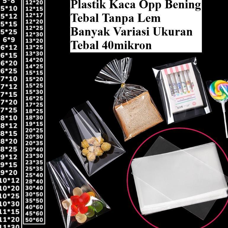 1kg Kantong Plastik OPP Bening 40 Mikron Tebal Tanpa Lem Plastik Kaca Bening OPP Souvenir Tebal 40 M