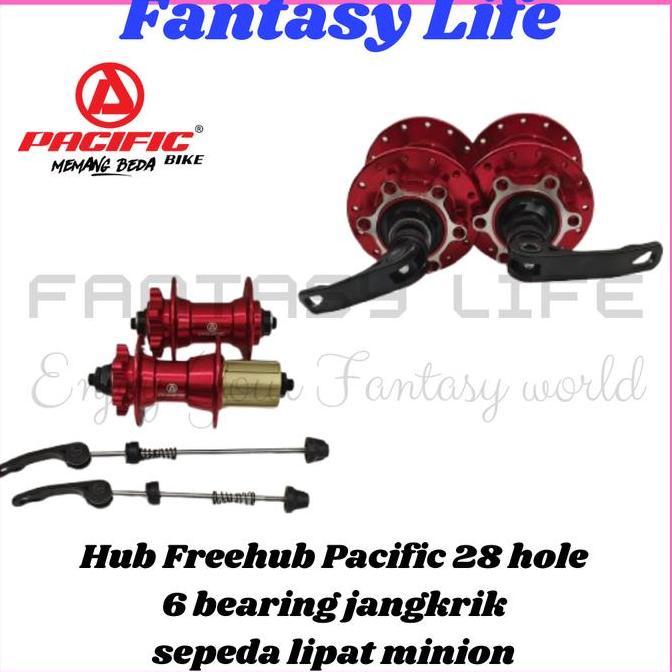 Fantasy Hub freehub PACIFIC model cassate 28 hole jangkrik depan 2 bearing belakang 4 bearing sepeda
