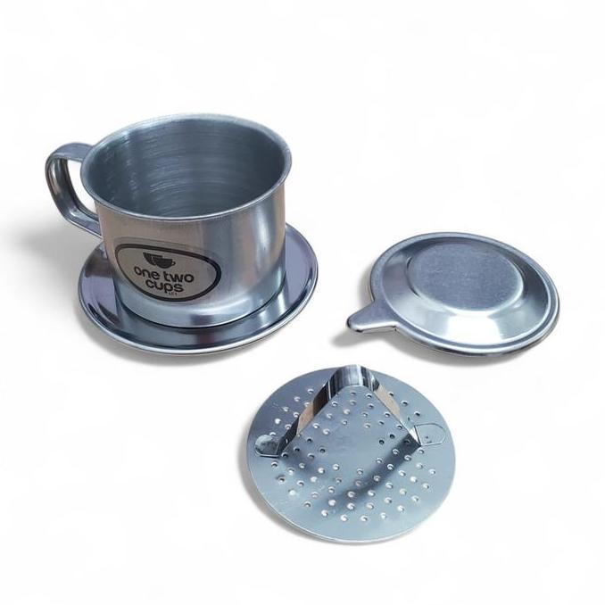 QUMORY One Two Cups Alat Penyaring Kopi Vietnam Drip 124ml & 114ml Saringan Coffee Filter Pot Stainl