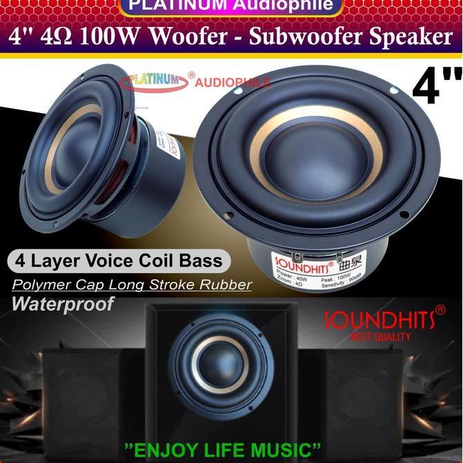 VATERCOM Speaker Subwoofer Woofer Speker Bass Midbass 4 inch 4 ohm 100W Soundhits SW-40TZF