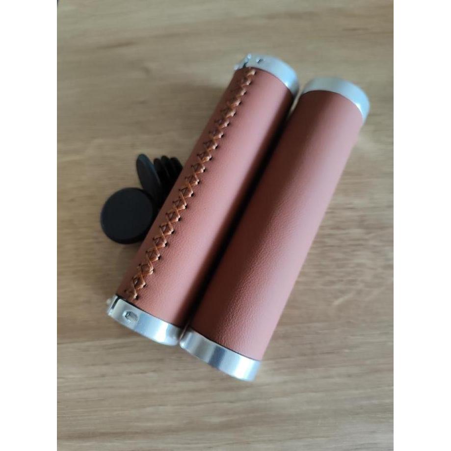 Hand grip Sepeda Kulit Vintage Brown Black Coklat Hitam