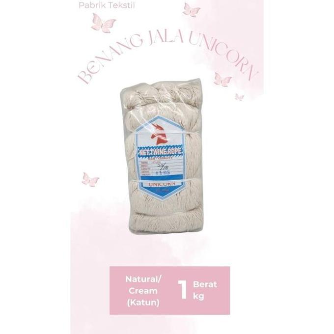 Ready Benang Jala Katun Unicorn / Benang Jala Cotton / Natural/Cream / 1kg /Benang Rajut/Tali