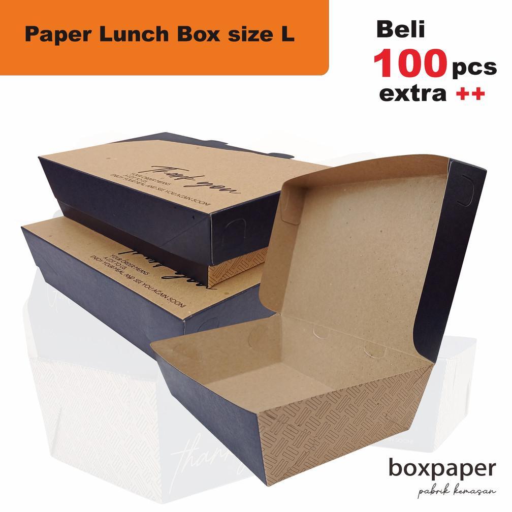 BEST DEALS Paper Lunch Box size ( L )  Kraft Laminasi  Kotak Dus Makan Ayam Nasi Goreng Bakar Geprek