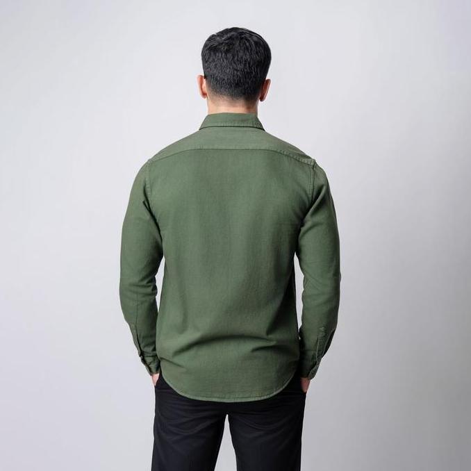 VENGOZ Kemeja Jeans Pria - Mens Washed Denim Shirt LS Army Best Quality