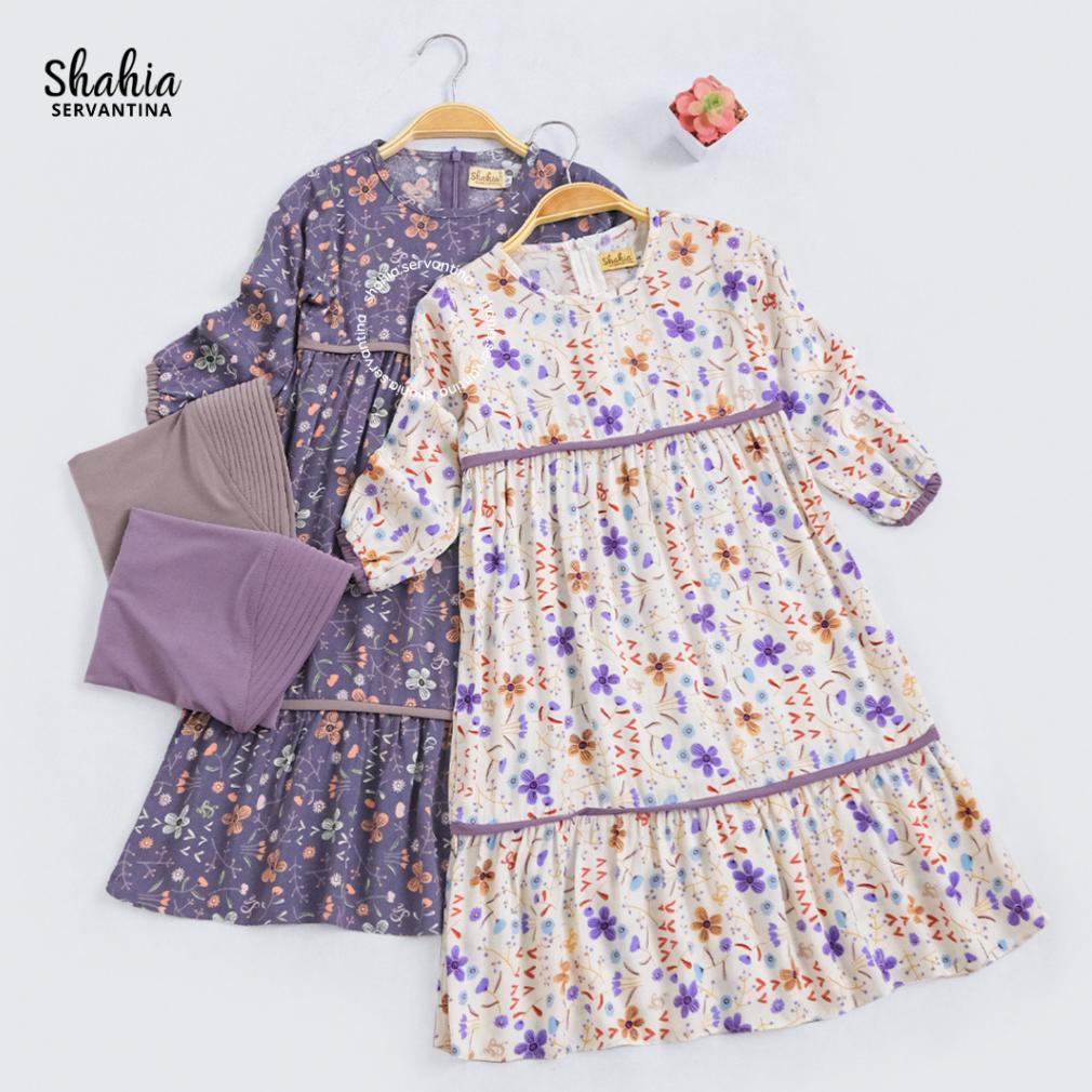 NEW PRODUCT SHAHIA SERVANTINA - [SATU SET JILBAB] VIOLA SET GAMIS RAYON ANAK PEREMPUAN DRESS