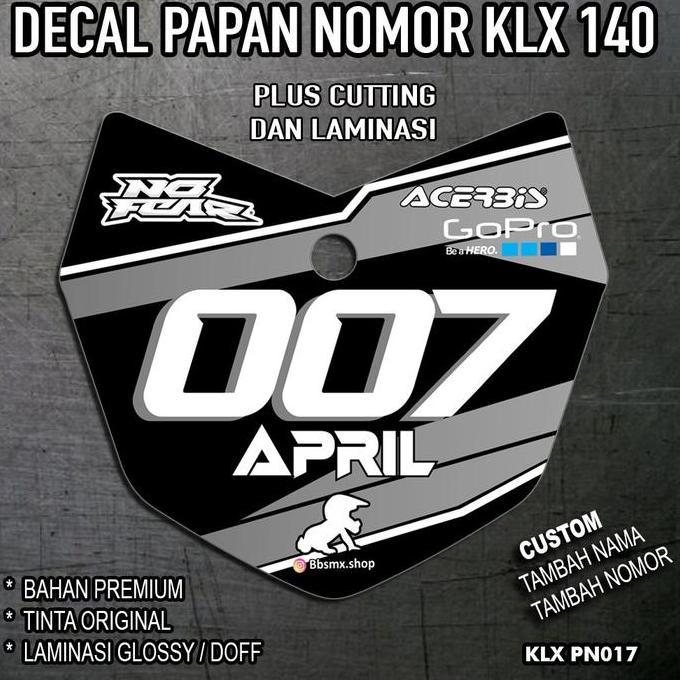 Decal Papan Nomor KLX 140