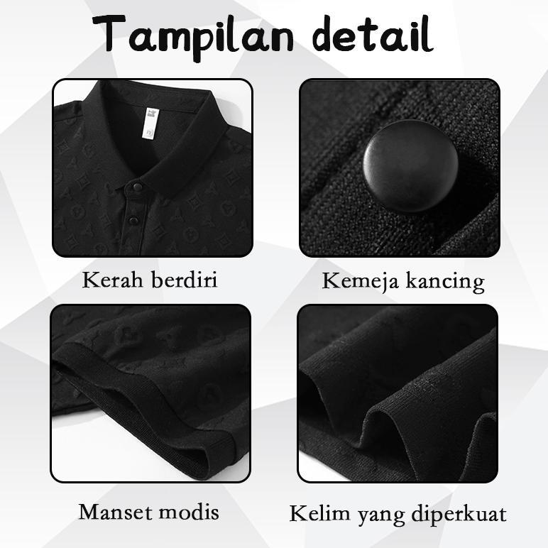 BEST SALE Kaos Kerah Pria Polo shirt lengan pendek bermotif polo shirt  kaos berkerah pria hitam/put