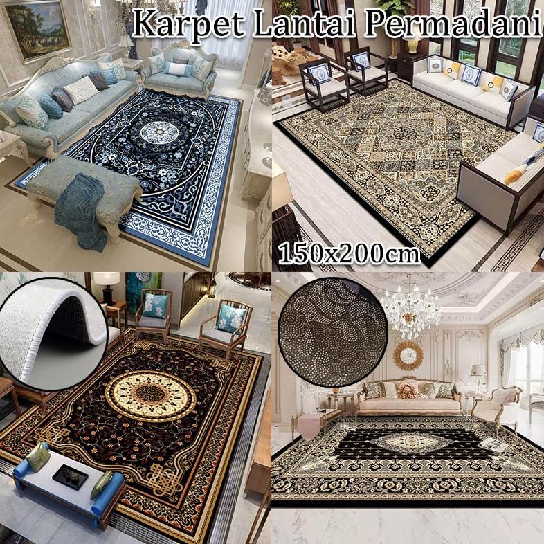 Karpet Lantai Polyester Permadani 150x200cm Karpet Ruang Tamu Bahan Polyester Anti Slip