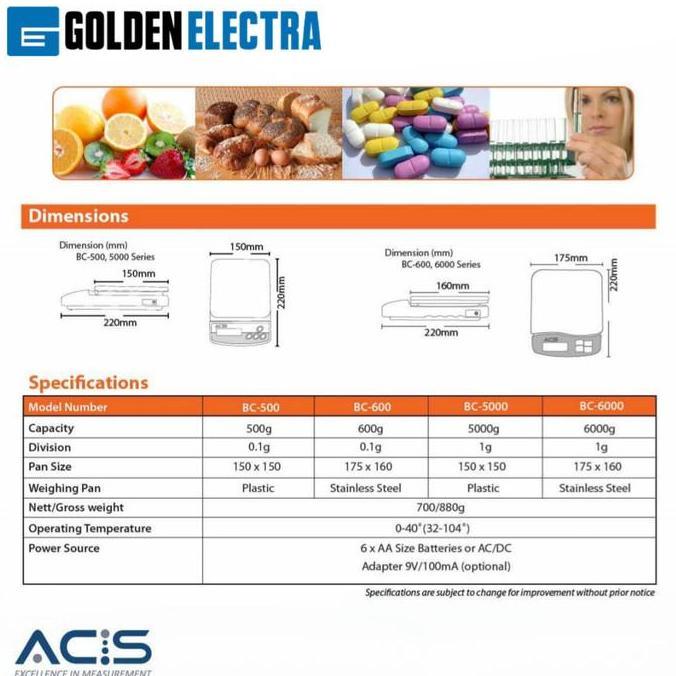 Timbangan Dapur Digital kapasitas 5kg ACIS BK 5000, 5000g x 1g BK-5000