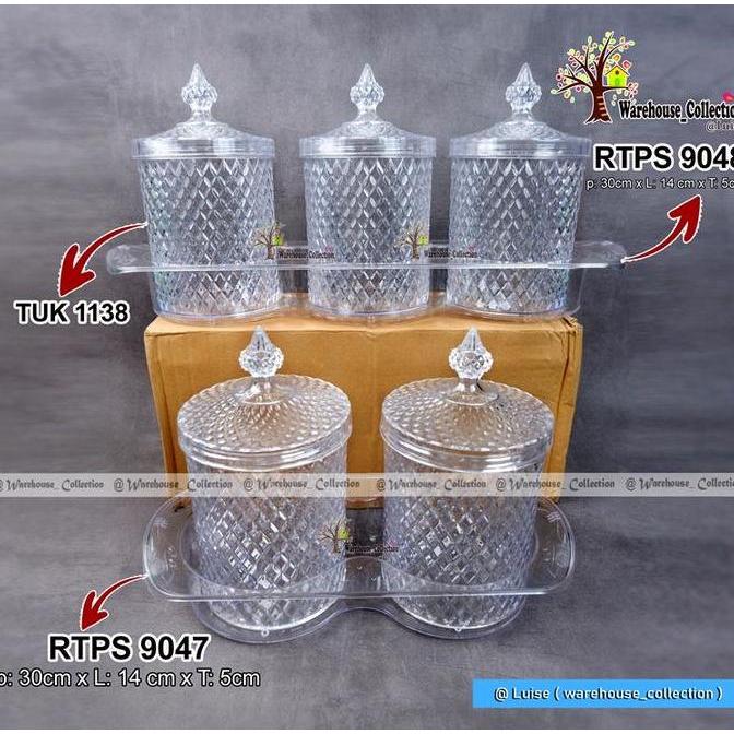 Toples Set + Nampan / 2 toples + 1 nampan / 3 toples + 1 nampan/Toples Akrilik Set Cantik toples  1