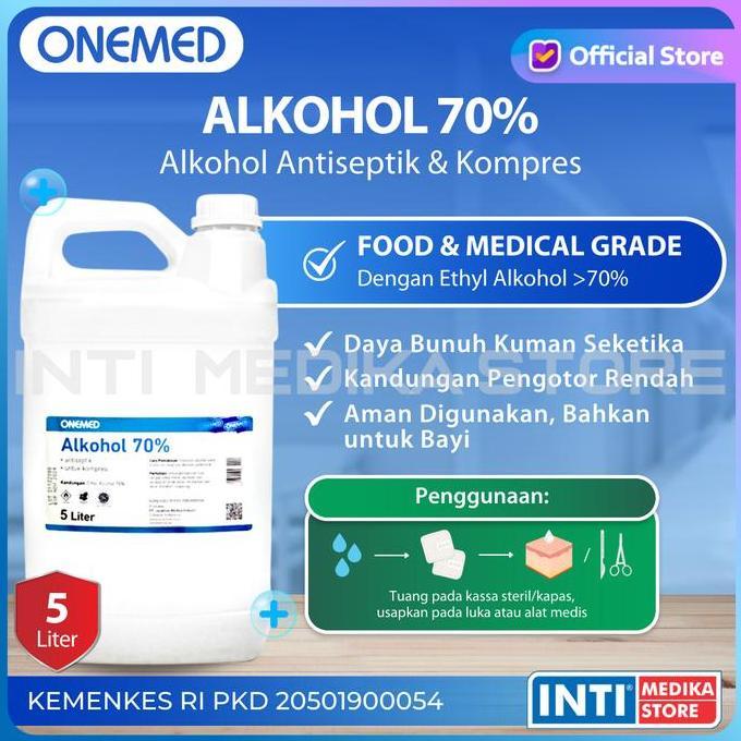 Medclean- Onemed - Alkohol 70% 5 Liter | Alkohol Antiseptik | Alkohol Onemed