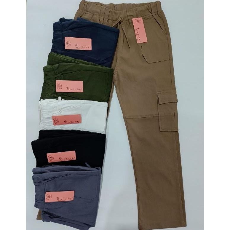 Celana Panjang Cargo Simple Me Denim Tebal