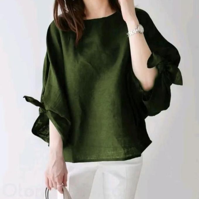 Blouse Baju Atasan Wanita Kerja style korea Baju Natal Baju imlek Merah - L LJ