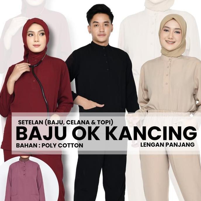 Medclean- Baju Ok Kancing / Baju Jaga / Scrub Medis Lengan Panjang Dochs Medic