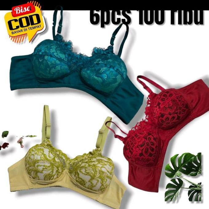 Nixwhat- [ 6 Pcs Dan 3 Pcs ] Bra Renda Busa Tipis Tanpa Kawat Ii Bh Ber Busa Tipis Tanpa Kawat Sanga