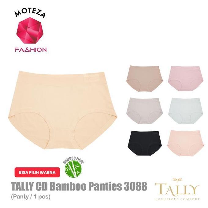 Nixwhat- Tally Celana Dalam Wanita - Cd 3088 - Katun Bamboo High Waist Motif Cewek Pendek