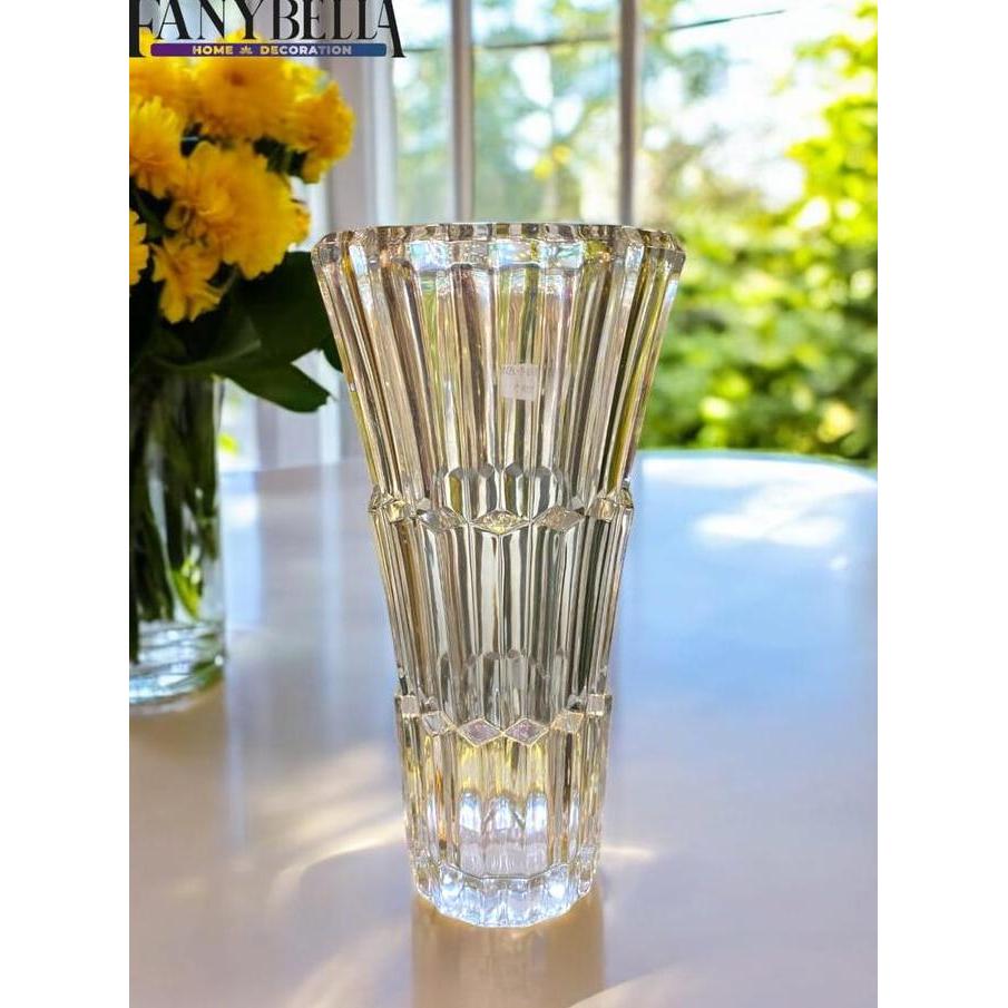 Vas bunga kaca kristal keramik putih  Motif Bunga Pajangan Meja Dekorasi Rumah Import GS