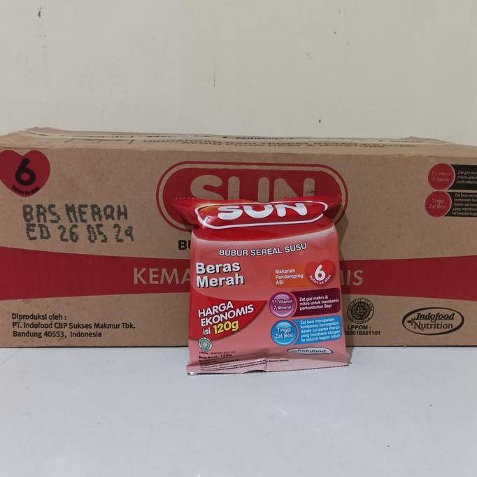 Bubur SUN Beras Merah ekonomis 120 gr / 1 dus / 24 pcs KS