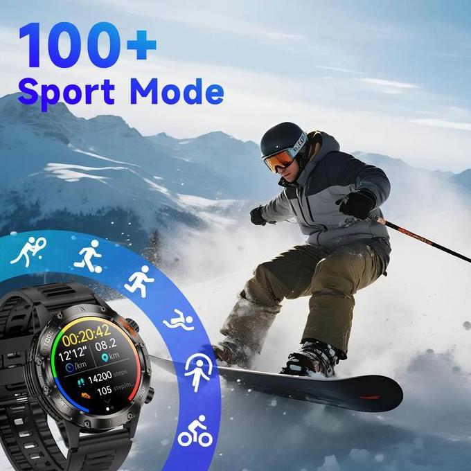 24H shipBOZLUN B76 Smartwatch GPS -Jam Tangan Pria & Olahraga dengan Layar AMOLED 1.46 Inci Bluetoot