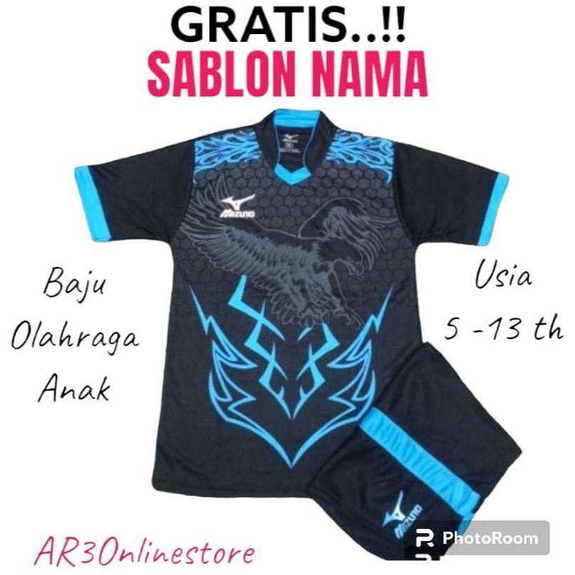 official ( free sablon nama ) baju olahraga anak usia 5-13th cocok untuk aktifitas sepak bola futsal