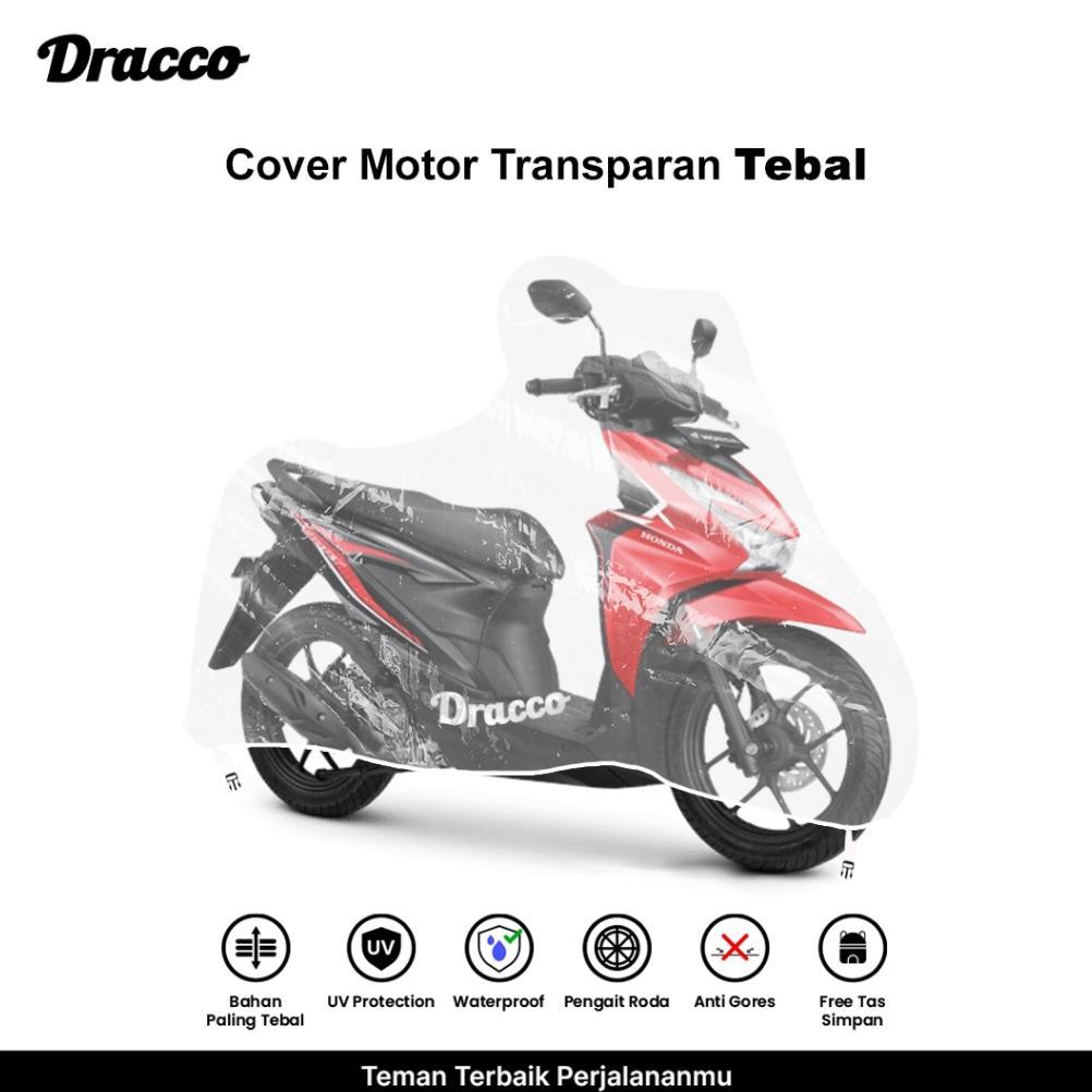 ORIGINAL DRACCO SARUNG MOTOR HONDA BEAT TRANSPARAN WATERPROOF TEBAL PREMIUM COVER MOTOR BEAT FREE TA