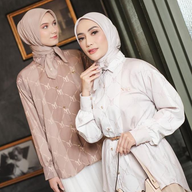MyLady Hijab Kemeja Arcelli Cantik Nyaman Basic Grey Motif Muslim Baju Wanita Dress Dewasa