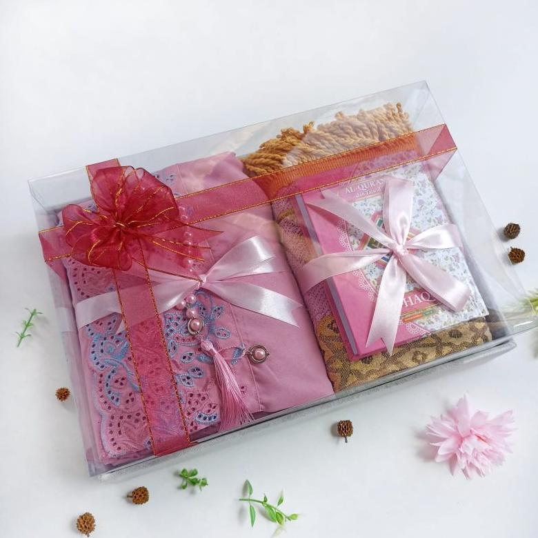 FREE ONGKIR MAHAR SEPERANGKAT ALAT SHOLAT CEWEK MUKENA KATUN PREMIUM BOX BESAR