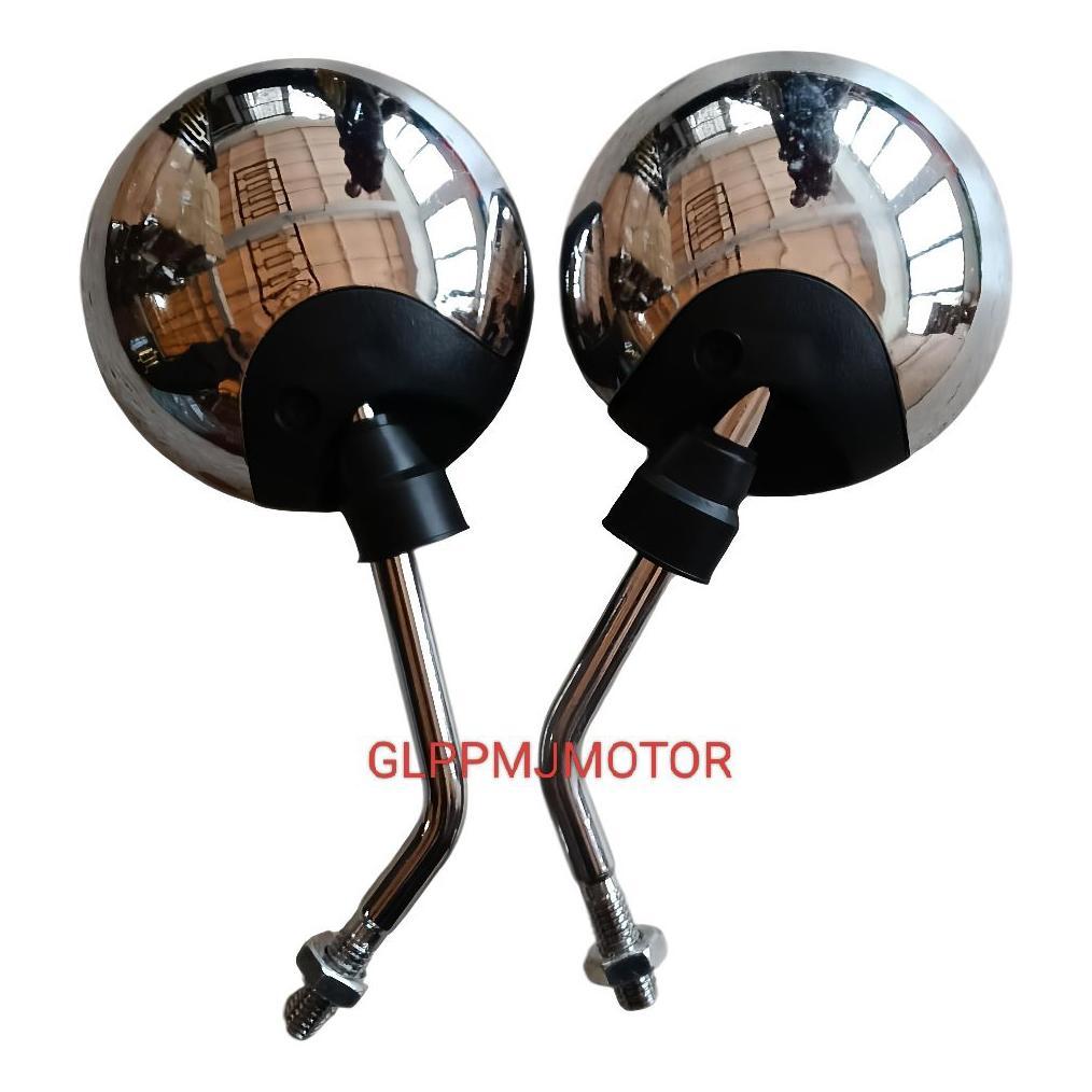 Original Kaca Spion Motor Scoopy Spacy Fazzio Fino Bulat Gagang Mini Chrome Crom Krum Untuk Semua Mo