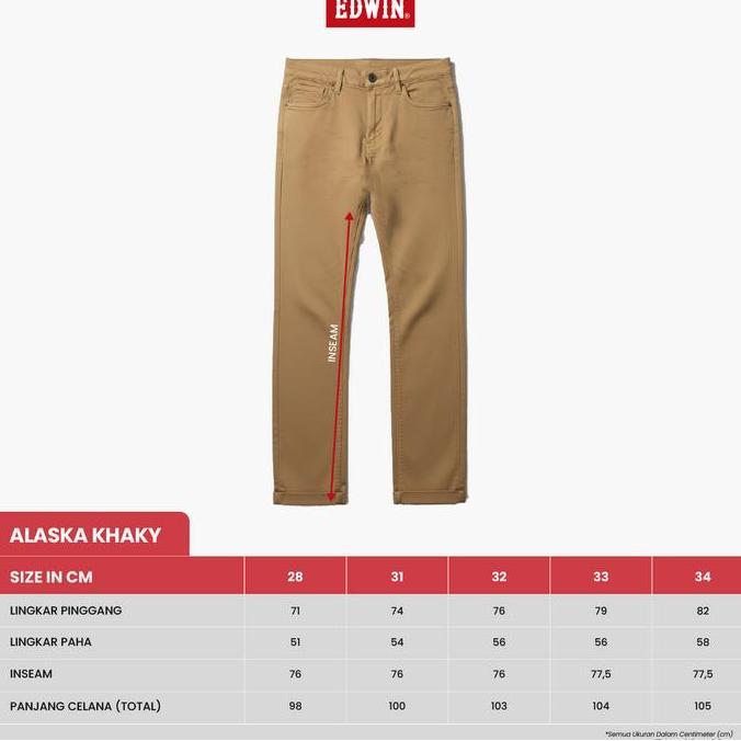 EDWIN JEANS - Celana Panjang Pria Denim Slim Fit Stretch Bahan Jeans Chino Denim ALASKA KHAKY Origin