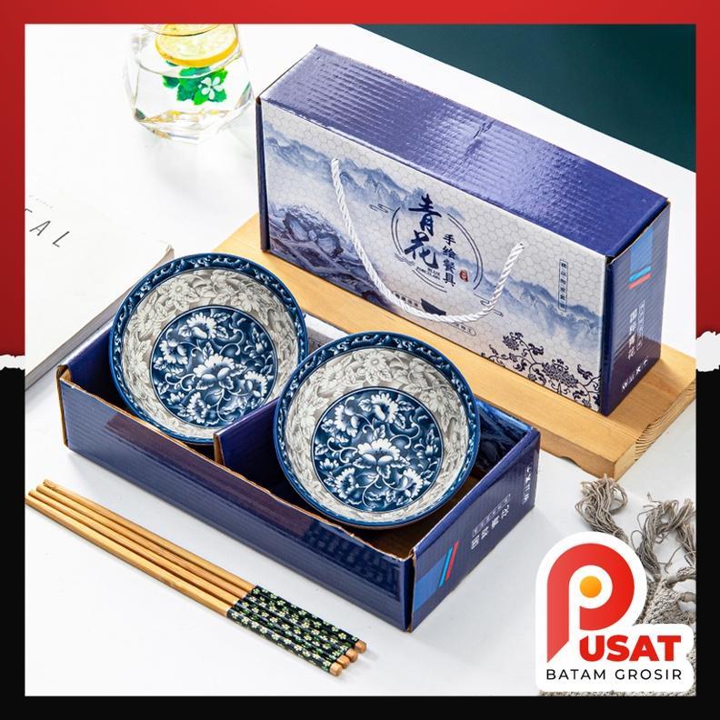 DISKON PUSAT BATAM GROSIR - H1149 SET MANGKOK PERALATAN MAKAN / MANGKOK KERAMIK 2 IN 1 / MANGKUK NAS