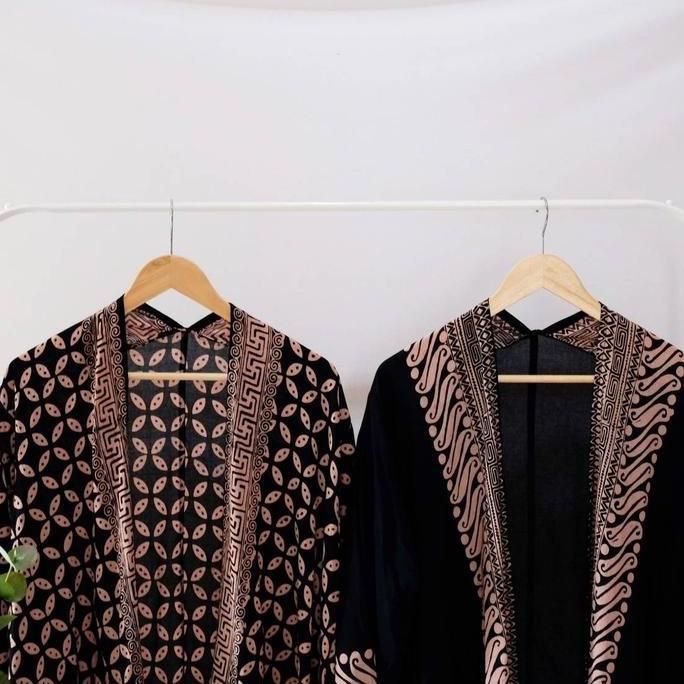 ATASAN BATIK OUTER BERLENGAN HITAM MODERN WANITA OUTER BATIK CARDIGAN BATIK KANTOR BATIK VISCOSE BAT