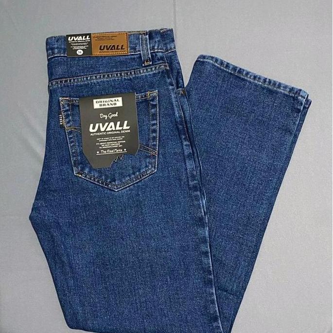 UVALL DENIM  - Celana Jeans Panjang Pria original Model Reguler Loose Fit Standar Basic Bahan Non St