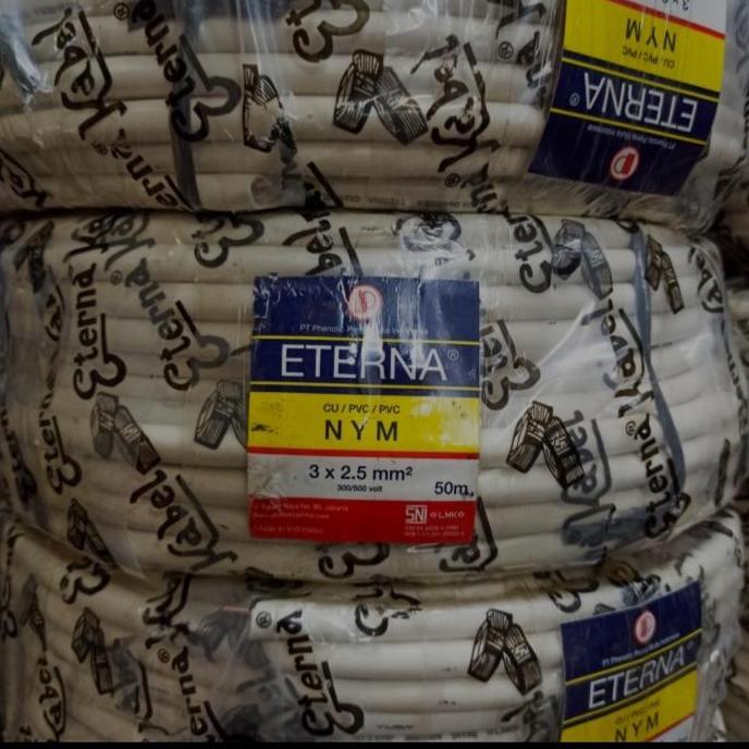 Kabel Eterna Nym 3X2,5/Kabel Listrik Eterna 3X2,5 Lidih Per Roll 50M