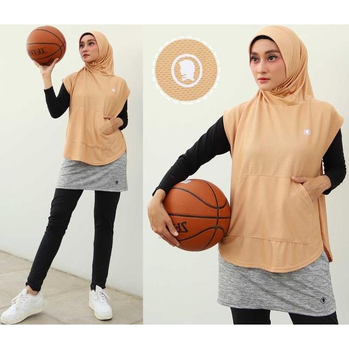 Long Vest Rompi Panjang Muslim Polos Sport Olahraga Wanita Untuk Padel Bersepeda Lari Senam 9-0260