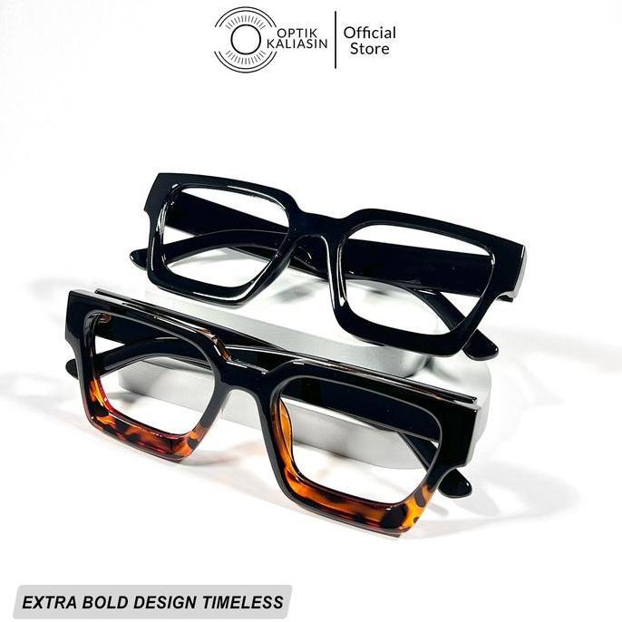 Frame Kacamata vintage pria wanita square kotak bold tebal skena full frame virgil
