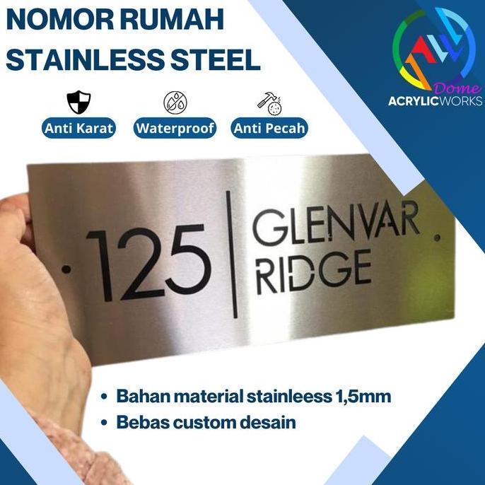 Nomor Rumah Stainless Steel  Papan Nomor Rumah Stainless