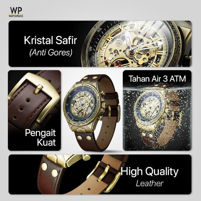 WATCHPACK FN-043 | FNGEEN AUTOMATIC Jam Tangan Pria Mechanical Waterproof Casual Otomatis Kaca Kulit