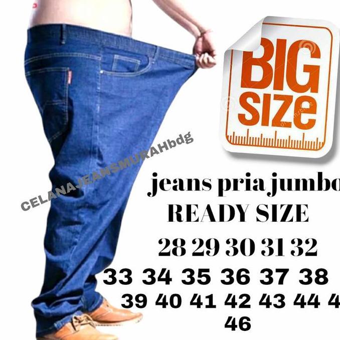 Big size celana jeans pria jumbo putih 28-46/Jeans pria big size 46 Hitam Biru Abu
