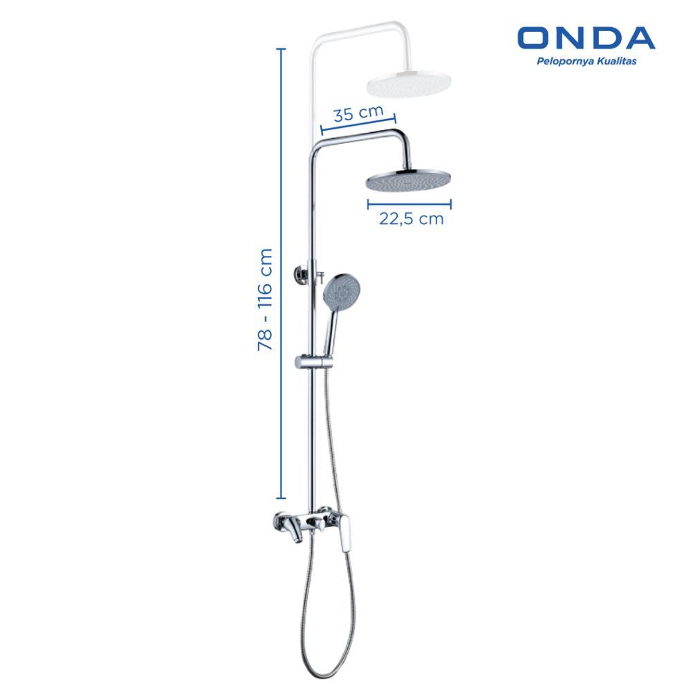 Onda Rain Shower Set Kamar Mandi 3 In 1 R-Fres Shower Tiang Komplit Kran Panas Dingin Anti Bocor