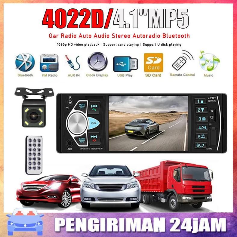 <Cod>Single Din 4022D Lcd 4.1 Inch Monitor Tape Audio Tape Mobil Bluetooth Mp5 Parkir Monitor Tape A
