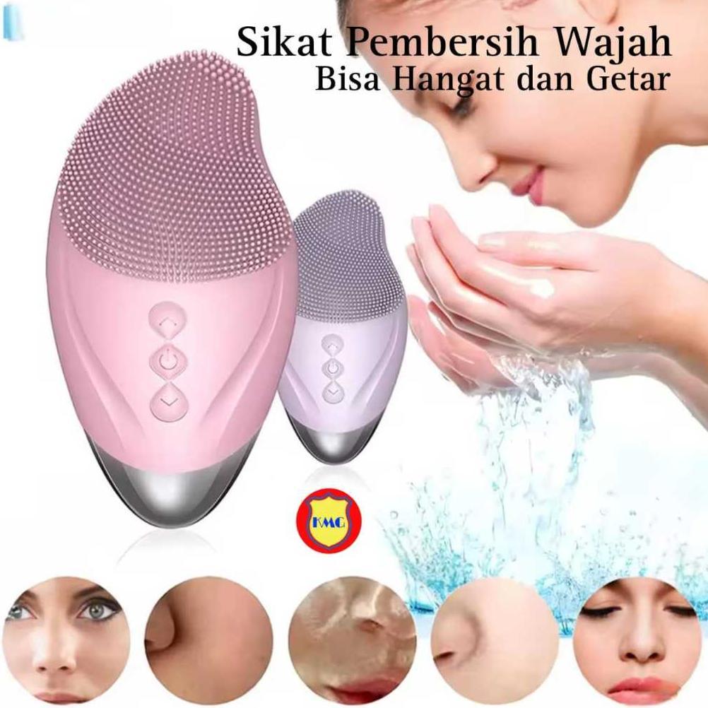 Alat Pembersih Wajah Elektric-Alat Cuci Muka Muka Elektrik-Bisa Hangat dan Getar 5 Level