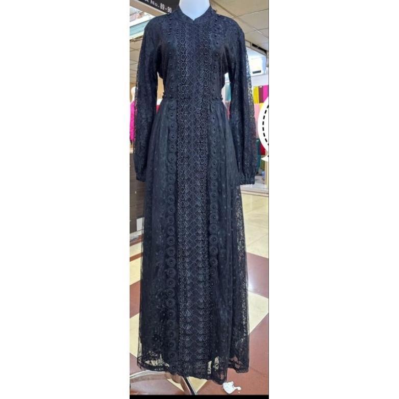 Diskont Gamis Putih Full Brukat +Tile Premium Mutiara