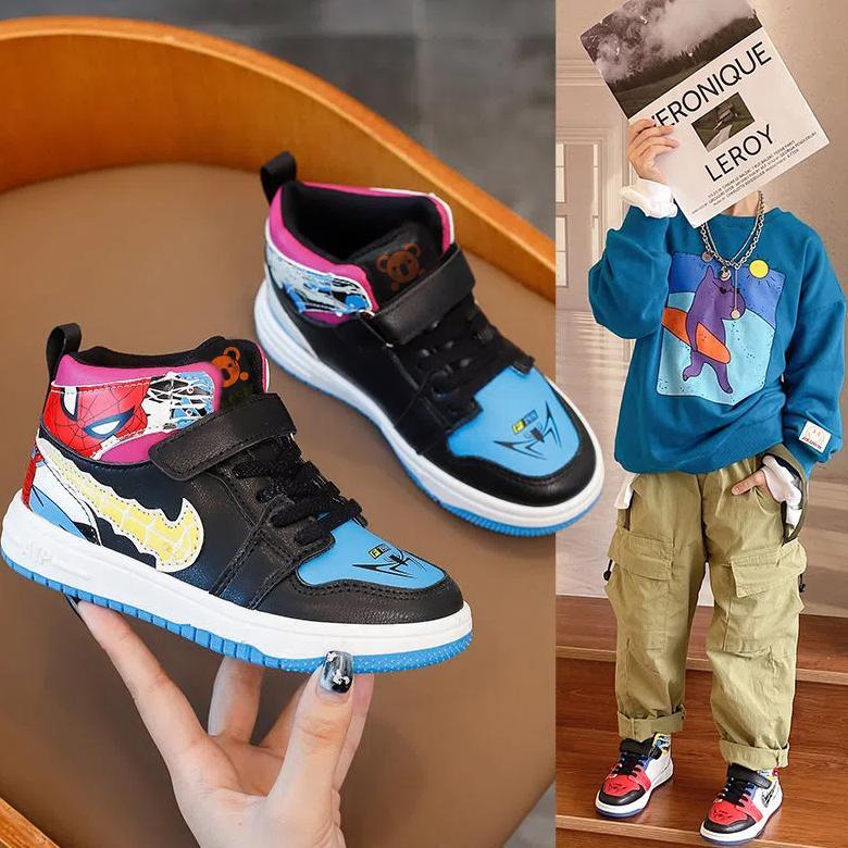 DISKON MOSBO SEPATU ANAK COWOK SPIDERMAN SEPATU BOOT ANAK COWOK CEWEK SEPATU BOOTS KULIT SPIDERMAN S